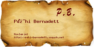 Páhi Bernadett névjegykártya